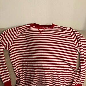 Primary pajama top, red and white striped, adult medium